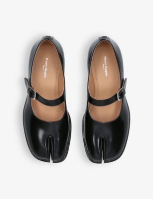 Maison Margiela Bovine Leather Mary Jane Pumps With Sheepskin Detailing And Elegant Buckle Closure In Black