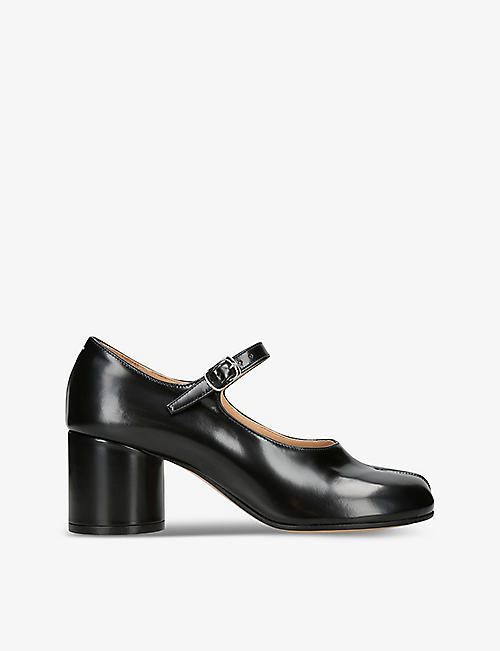 MAISON MARGIELA: Tabi 60 split-toe block-heel leather Mary-Janes
