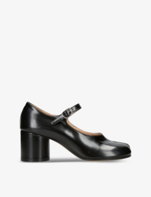 Maison Margiela Womens Black Tabi 60 Split-toe Block-heel Leather Mary-janes