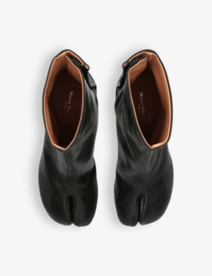 Shop Maison Margiela Women's Black Tabi 80 Split-toe Block-heel Leather Ankle Boots