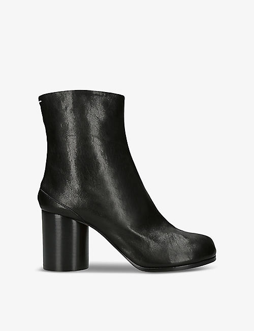 MAISON MARGIELA: Tabi 80 split-toe block-heel leather ankle boots