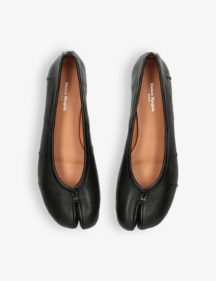 Maison Margiela Black Leather Tabi Ballerinas With Iconic Tabi Split-toe In Black