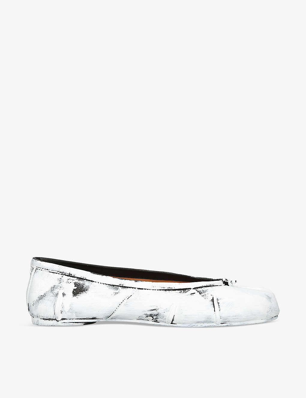 Maison Margiela Tabi Split-toe Leather Ballet Flats In Blk/white