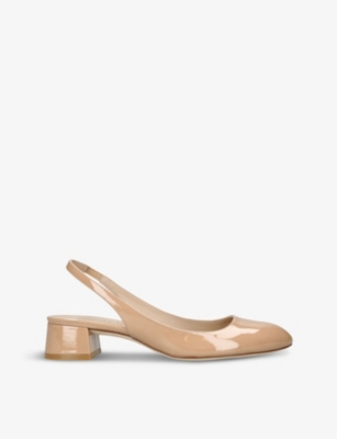 STUART WEITZMAN: Vivienne 35 patent-leather slingback heels