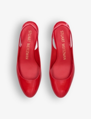 Shop Stuart Weitzman Women's Red Vivienne 35 Patent-leather Slingback Heels