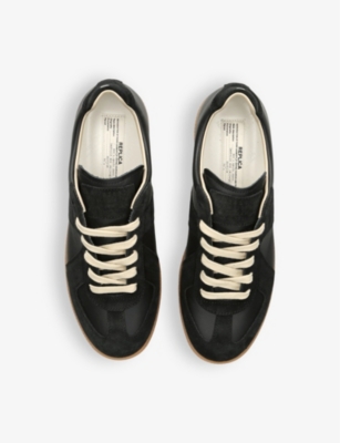 Shop Maison Margiela Replica Panelled Leather Low-top Trainers In Black
