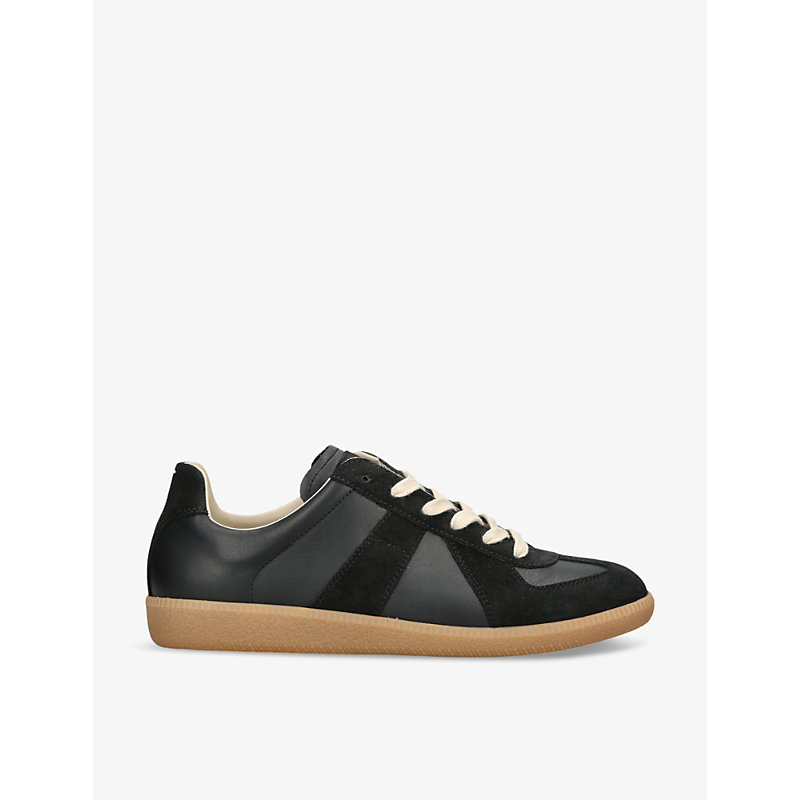 Shop Maison Margiela Replica Panelled Leather Low-top Trainers In Black