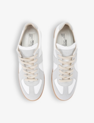 Shop Maison Margiela White Replica Leather Low-top Trainers Eur 42.5 / 8.5 Uk
