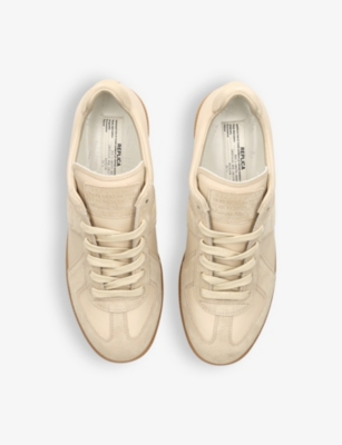 Maison Margiela Beige Comb Replica Panelled Leather Low-top Trainers Eur 40 / 6 Uk In Beige Comb