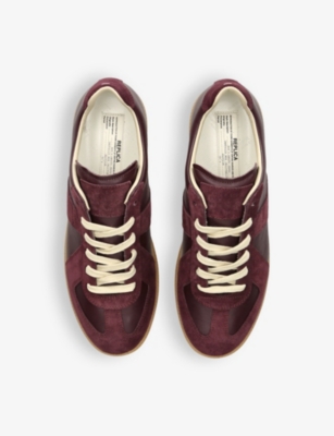 Shop Maison Margiela Wine Replica Leather Low-top Trainers Eur 46 / 12 Uk