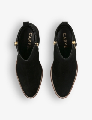 Carvela Womens Black Secil Block-heel Suede-leather Ankle Boots In Black