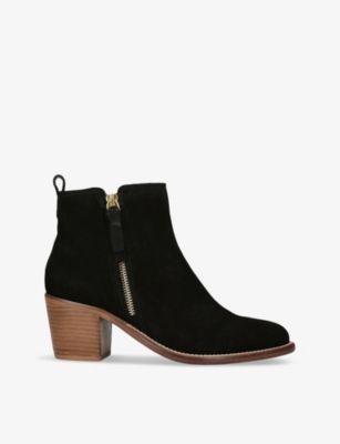 Carvela Womens Black Secil Block-heel Suede-leather Ankle Boots