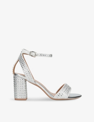 Carvela Womens Silver Kianni Crystal-embellished Heeled Woven Sandals