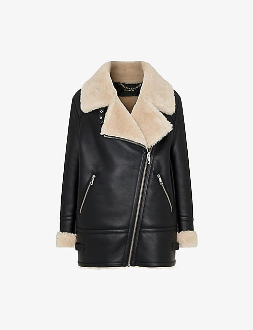 WHISTLES: Faux fur-lined relaxed-fit faux-leather jacket