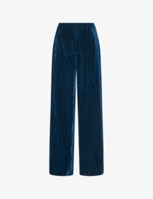 WHISTLES: Crushed velvet-texture wide-leg high-rise recycled-polyester trousers