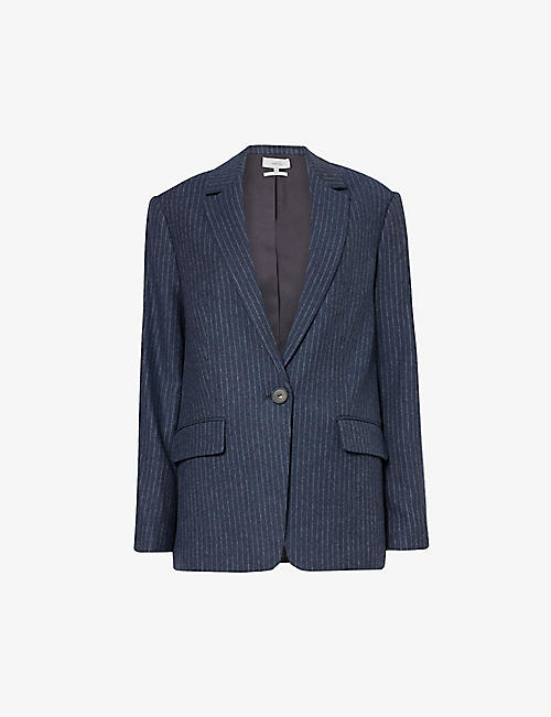 VINCE: Pinstriped single-breasted woven blazer