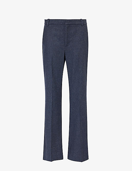 VINCE: Pinstriped straight-leg mid-rise woven trousers