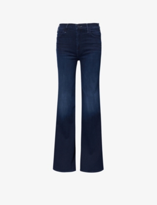 Mother Womens Karaoke In Kyoto Hustler Roller Straight-leg Mid-rise Stretch-denim Jeans