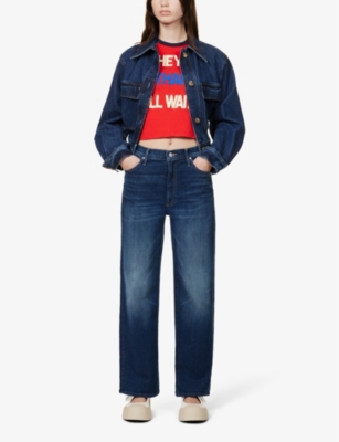 Shop Mother Women's Digital Underground The Dodger Flood Wide-leg High-rise Stretch-denim Jeans