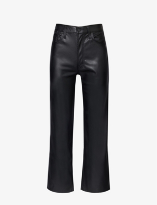 Mother The Undercover Faux Leather Wide Leg Pants In Black - Blk