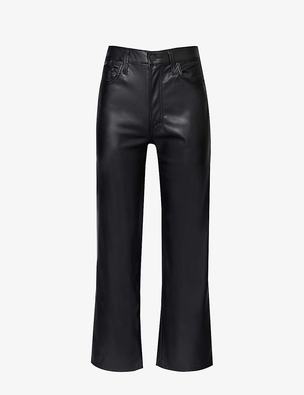 MOTHER THE RAMBLER STRAIGHT-LEG HIGH-RISE FAUX-LEATHER TROUSERS