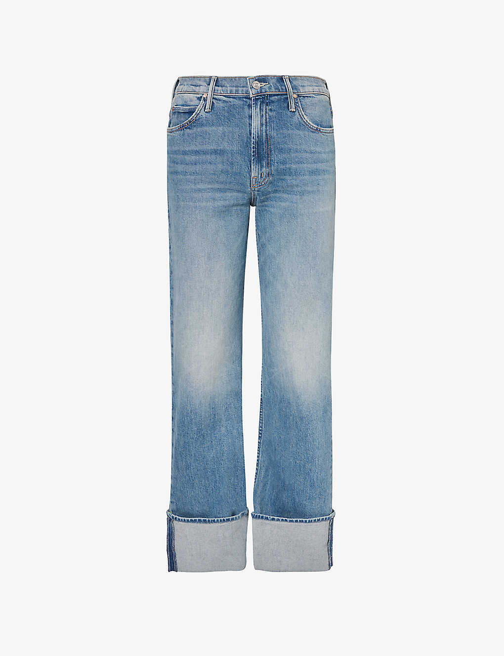 MOTHER MOTHER WOMEN'S HORSIN AROUND THE DUSTER SKIMP CUFF STRAIGHT-LEG MID-RISE STRETCH-DENIM JEANS