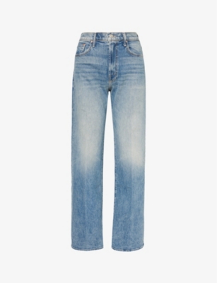Mother The Lasso Sneak High Rise Jeans In Blue