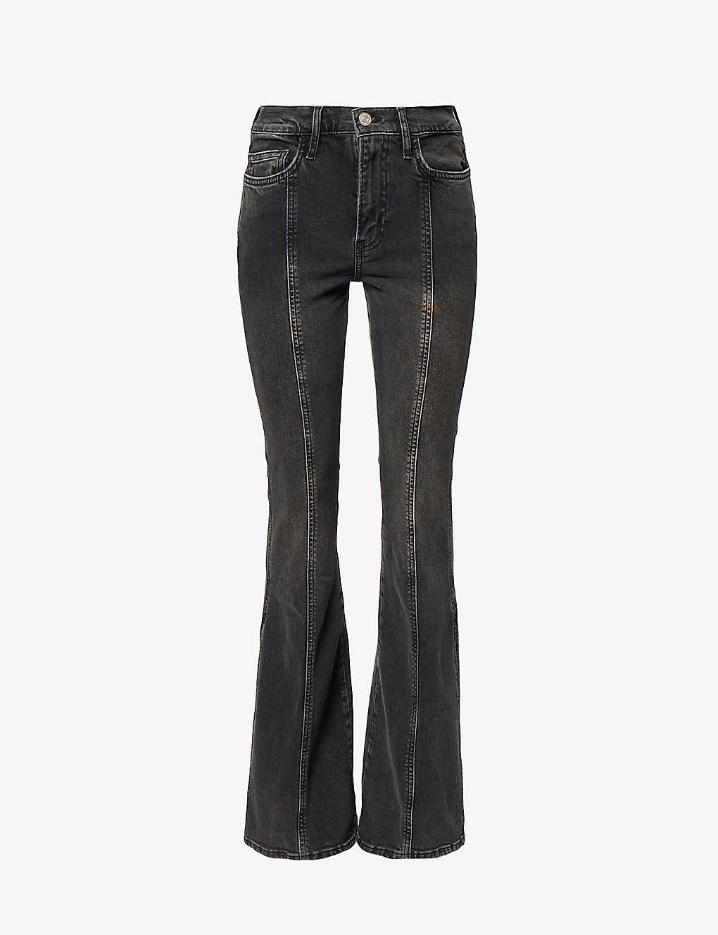 Shop Frame Women's Obsidian Le High Flare Flared-leg High-rise Stretch-denim Jeans In Black