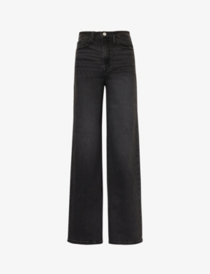Frame Womens Obsidian Le Jane Wide-leg High-rise Stretch-denim Jeans