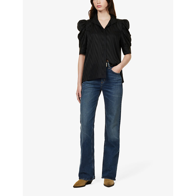 Shop Frame Women's Black Gillian Puff-sleeved Woven Top