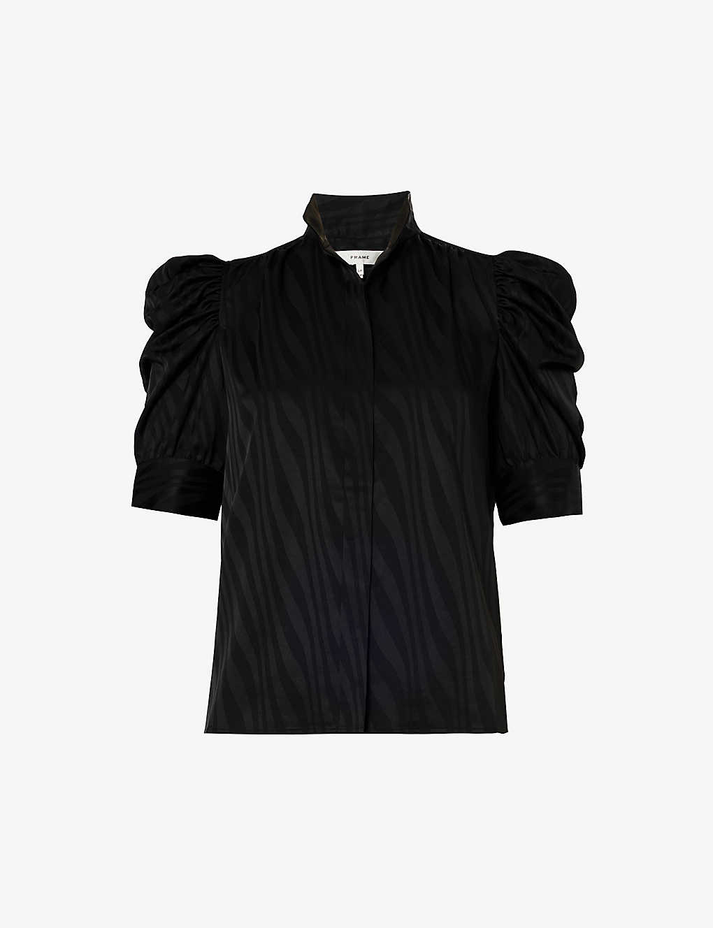 Shop Frame Women's Black Gillian Puff-sleeved Woven Top