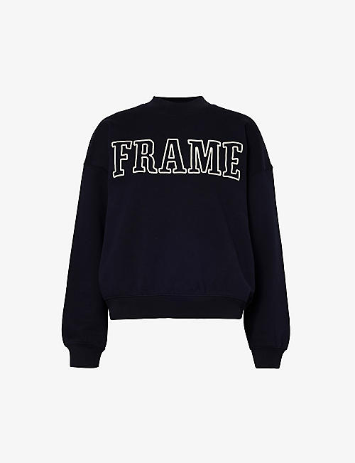 FRAME: Brand-embroidered cotton-blend sweatshirt