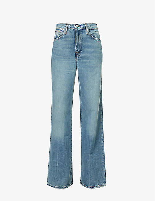 FRAME: Le Jane faded-wash wide-leg high-rise organic and recycled-denim jeans