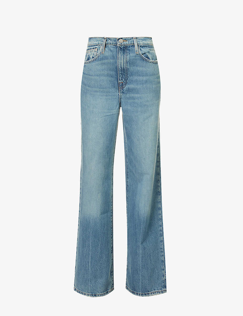 Frame Womens Varsity Blues Le Jane Faded-wash Wide-leg High-rise Organic And Recycled-denim Jeans