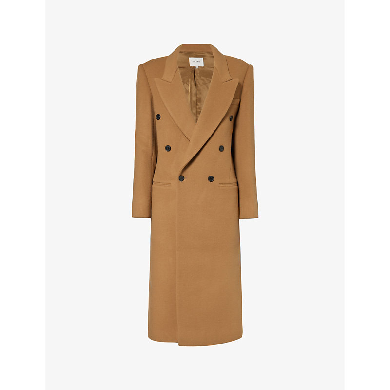 FRAME FRAME WOMEN'S CAMEL DOUBLE-BREASTED WOOL COAT