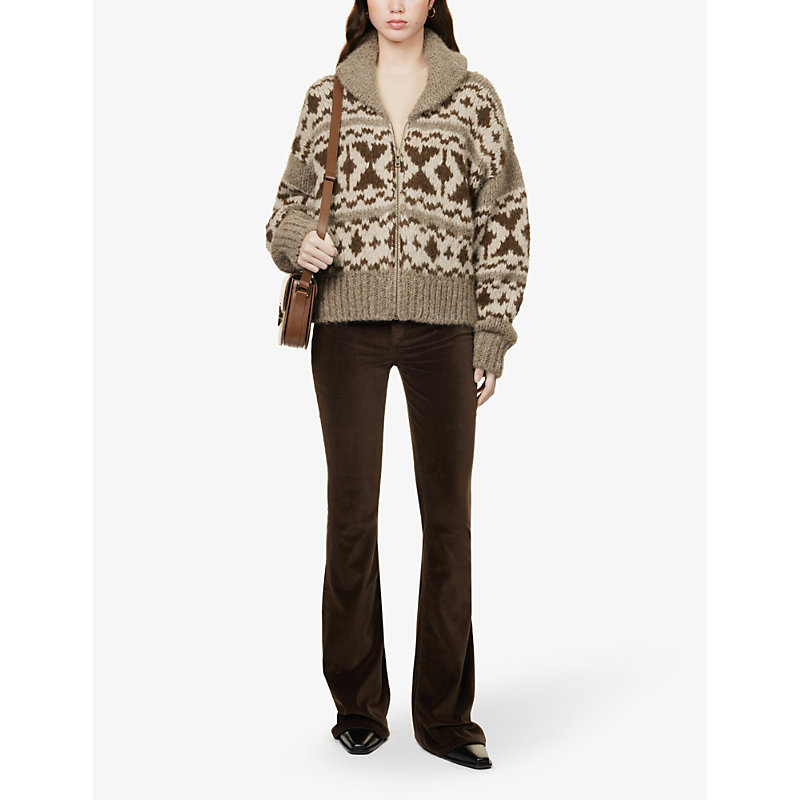 Shop Frame Women's Oatmeal Multi Fairisle Graphic-pattern Knitted Sweatshirt In Brown