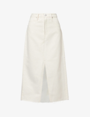 Shop Frame Womens Ecru Mid-rise Split-hem Denim Maxi Skirt