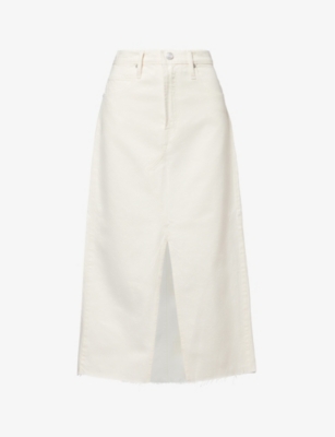 Frame The Midaxi Skirt Angled Seam Raw After Ecru Denim In Ecru