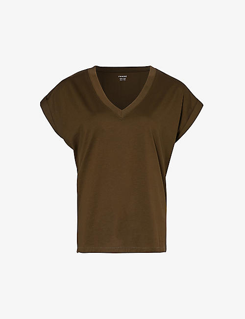 FRAME: Easy V-neck short-sleeve cotton-jersey T-shirt