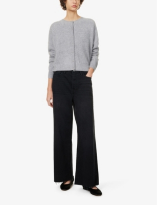 Shop Frame Le Low Relaxed-fit Wide-leg Mid-rise Jeans In Black