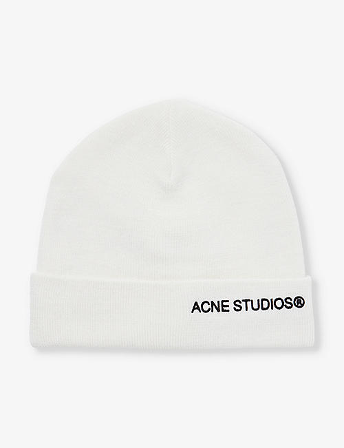 ACNE STUDIOS: Brand-embroidered folded-brim wool-knit beanie