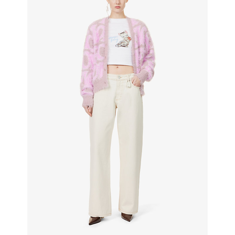 Shop Fiorucci Women's White Patti Straight-leg Mid-rise Organic-denim Jeans