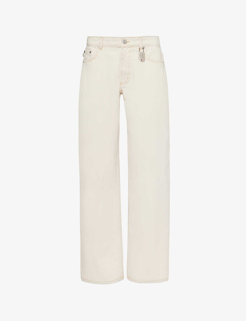 Fiorucci Womens White Patti Straight-leg Mid-rise Organic-denim Jeans