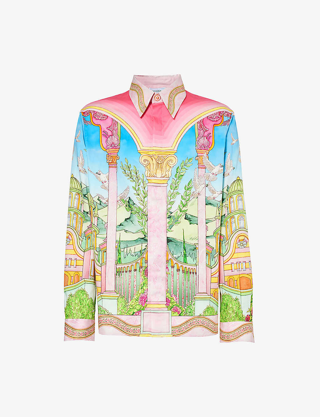 Shop Casablanca Le Jardin Ideal Graphic-print Cotton-poplin Shirt In Multi-coloured