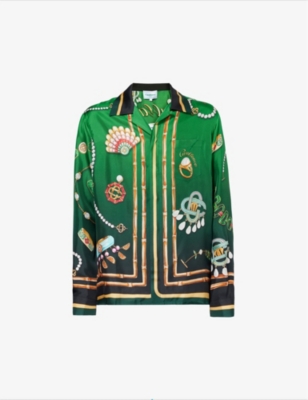 Shop Casablanca La Boite A Bijoux Graphic-print Silk Shirt In Multi-coloured