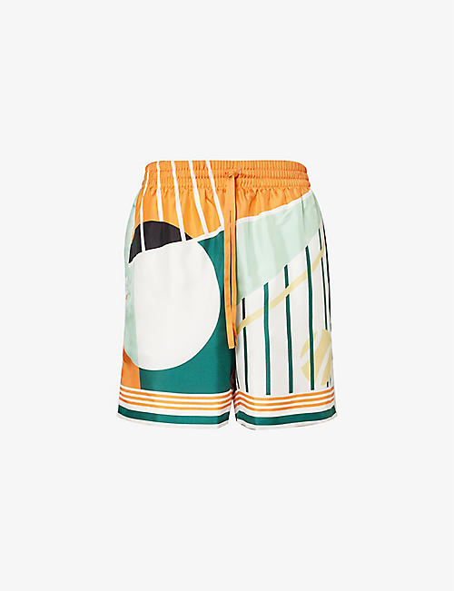 CASABLANCA: Court abstract-print silk shorts