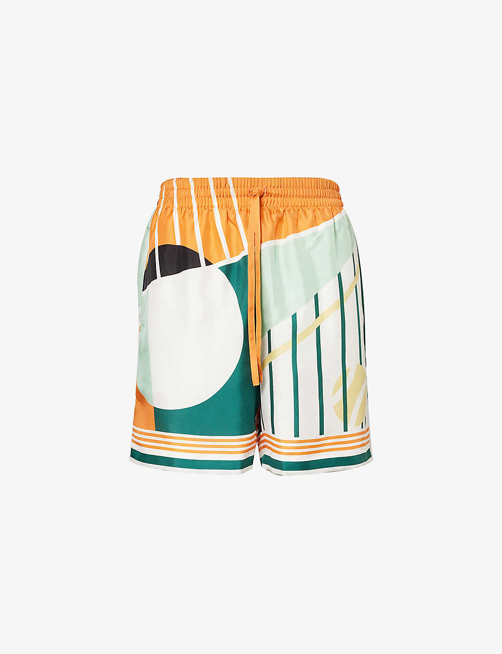 Shop Casablanca Mens Court Abstrait Court Abstract-print Silk Shorts