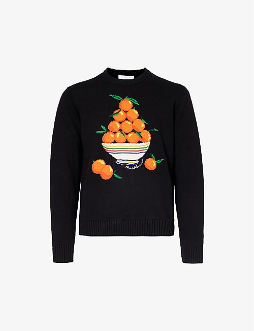 CASABLANCA: Oranges graphic-knit cotton-knit jumper