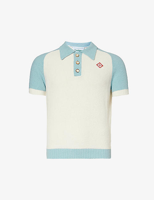 CASABLANCA: Logo-embroidered cotton-blend polo shirt