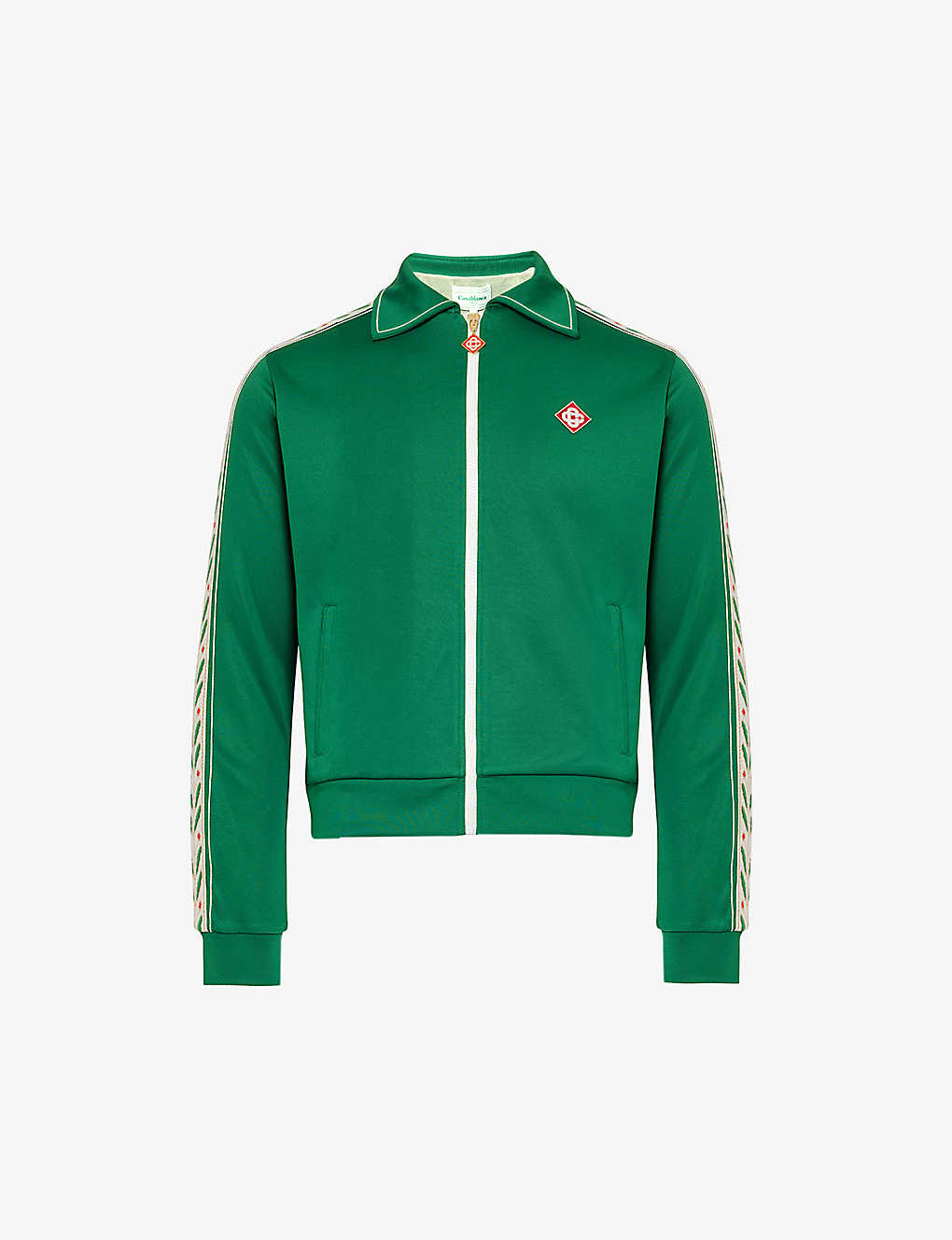 Shop Casablanca Mens Green Laurel Brand-patch Woven Jacket